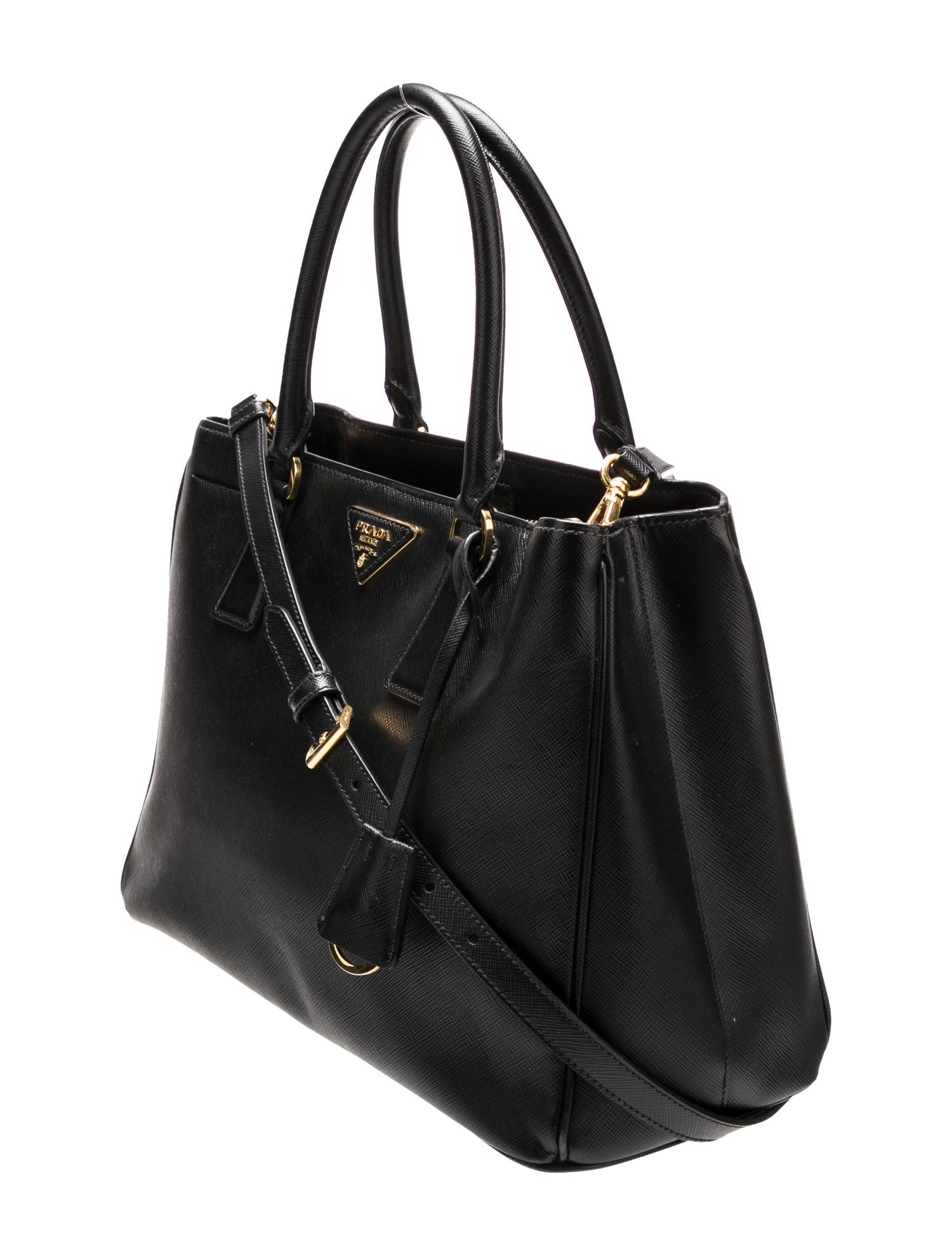 Prada Enameled Metal Triangle Galleria Tote