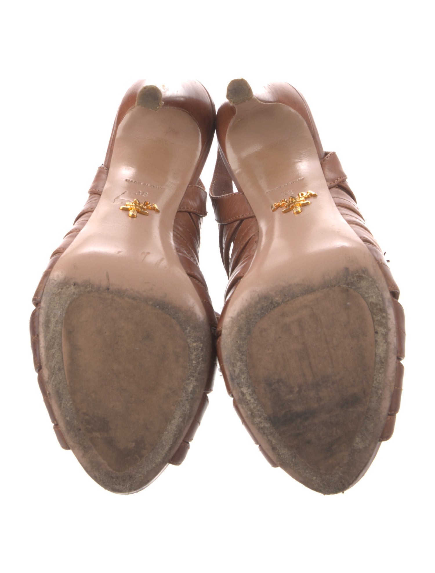 Prada Leather Tassel Accents Slingback Sandals