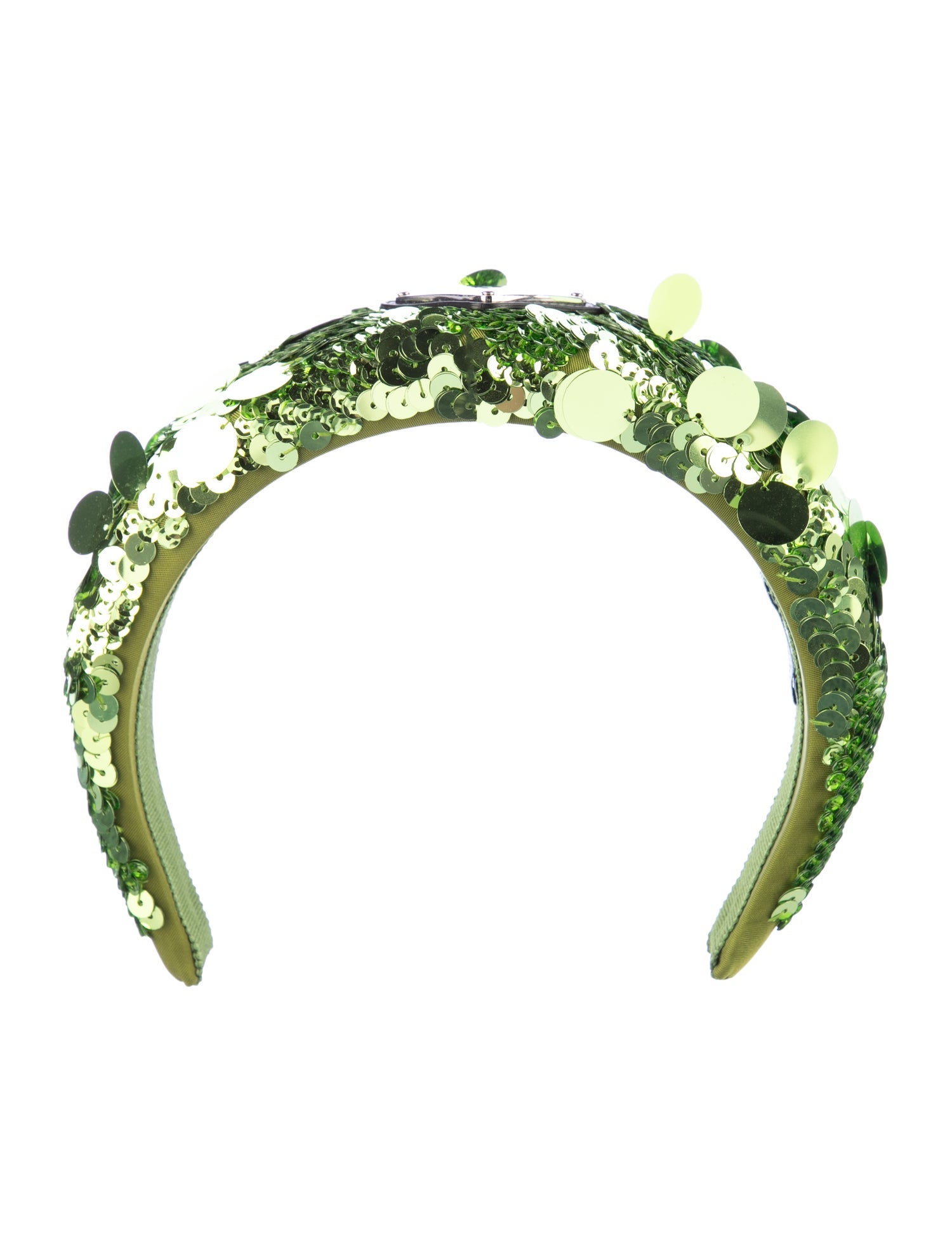 Prada Paillettes Metal Triangle Logo Headband