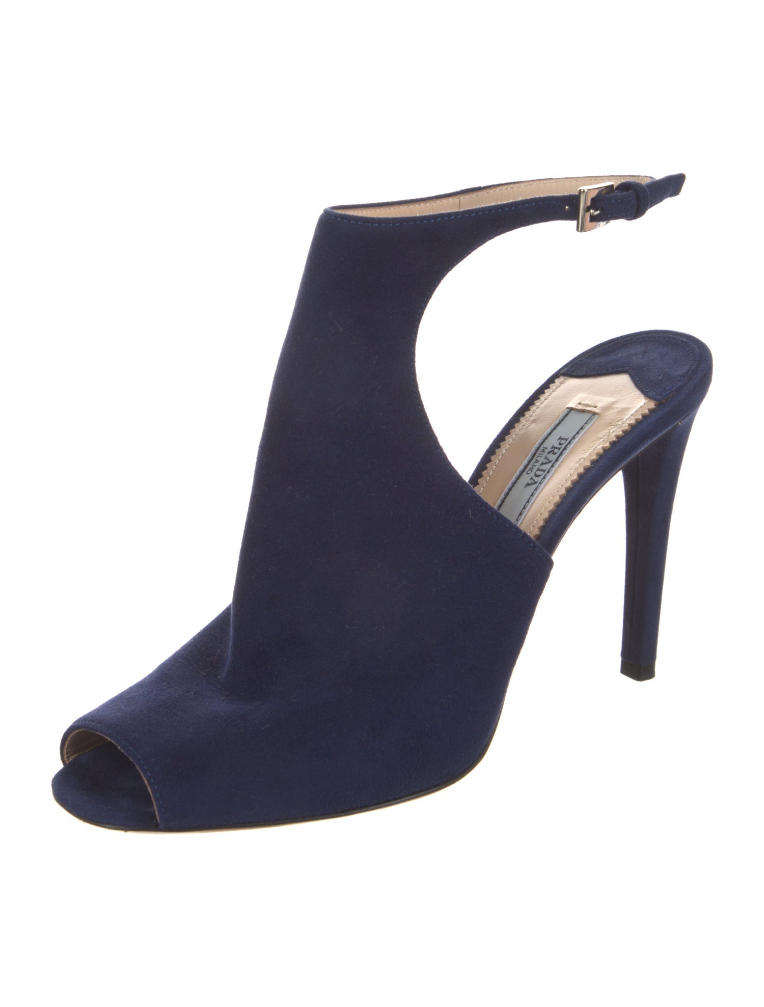 Prada Suede Leather Trim Embellishment Mules