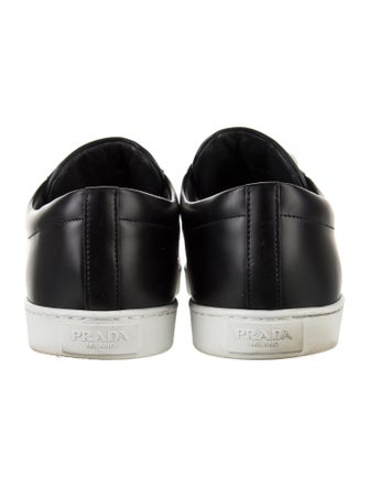 Prada Enameled Metal Triangle Leather Sneakers