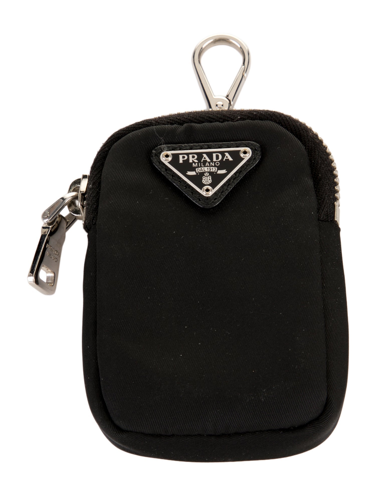 Prada black keychain coin pouch