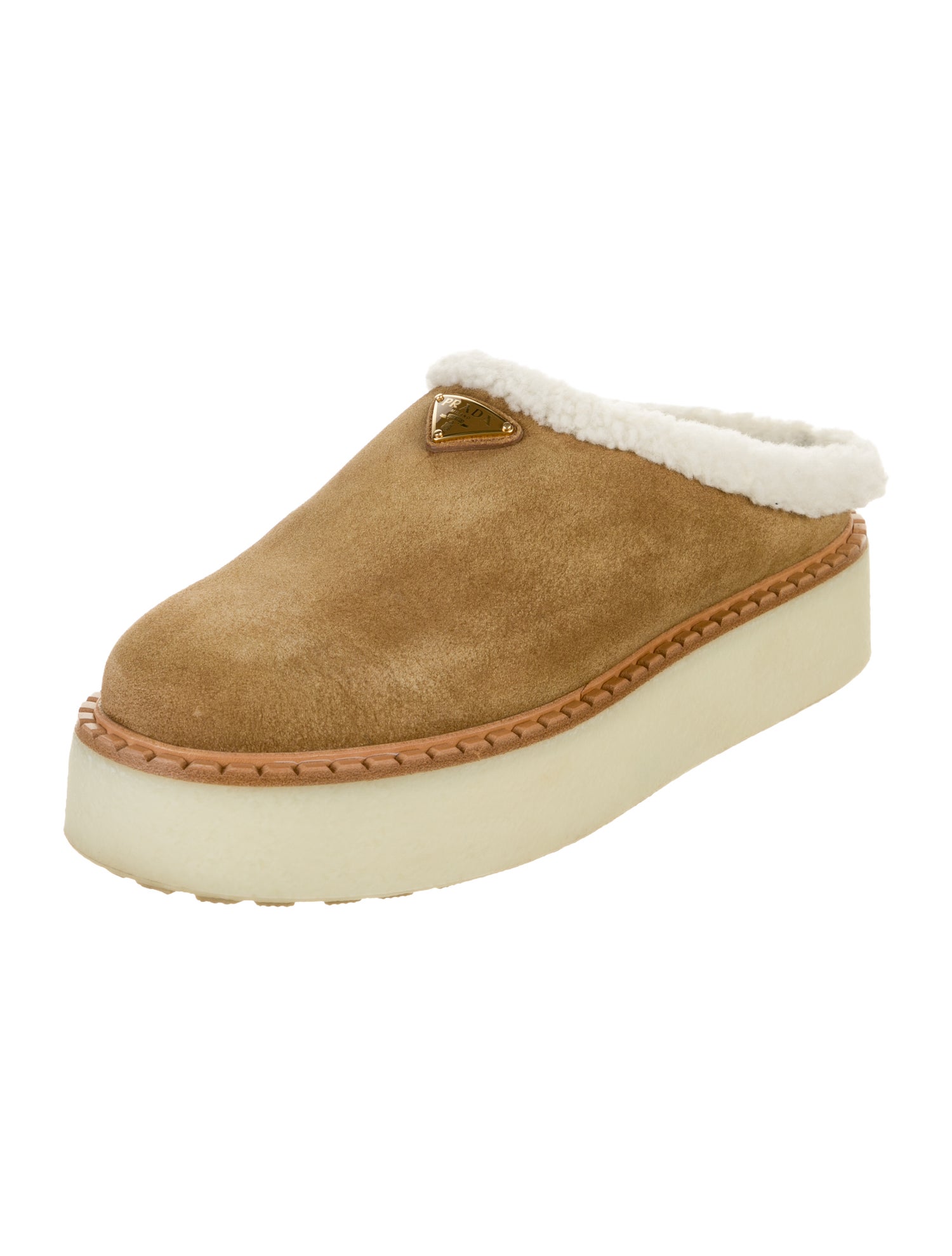 Prada Suede Fur Trim Mules