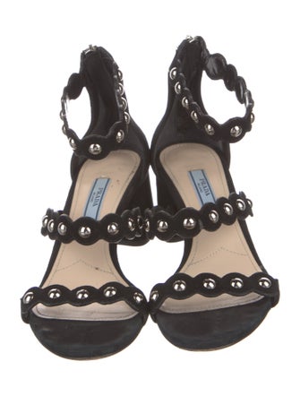 Prada Suede Studded Accents Sandals
