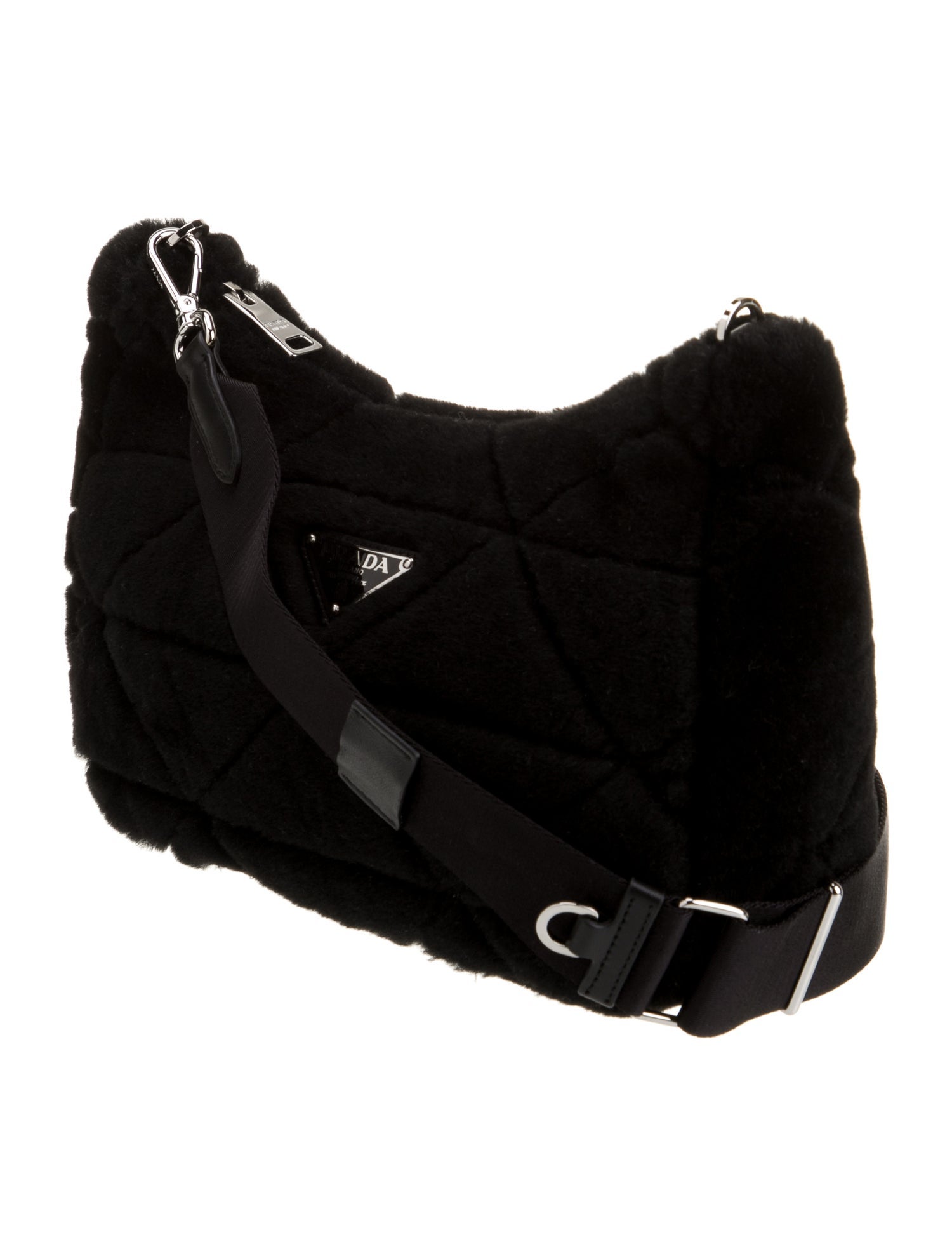 Prada Enameled Metal Triangle Messenger Bag