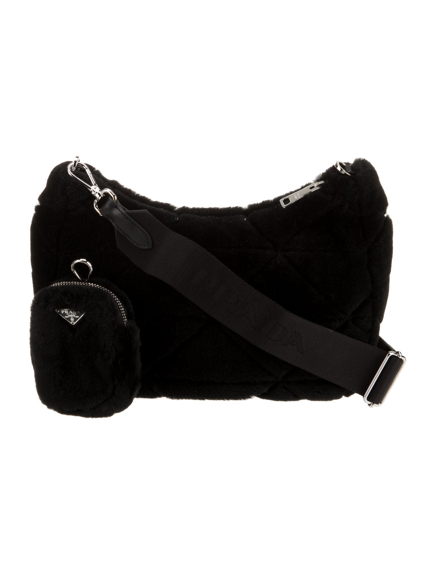 Prada Enameled Metal Triangle Messenger Bag