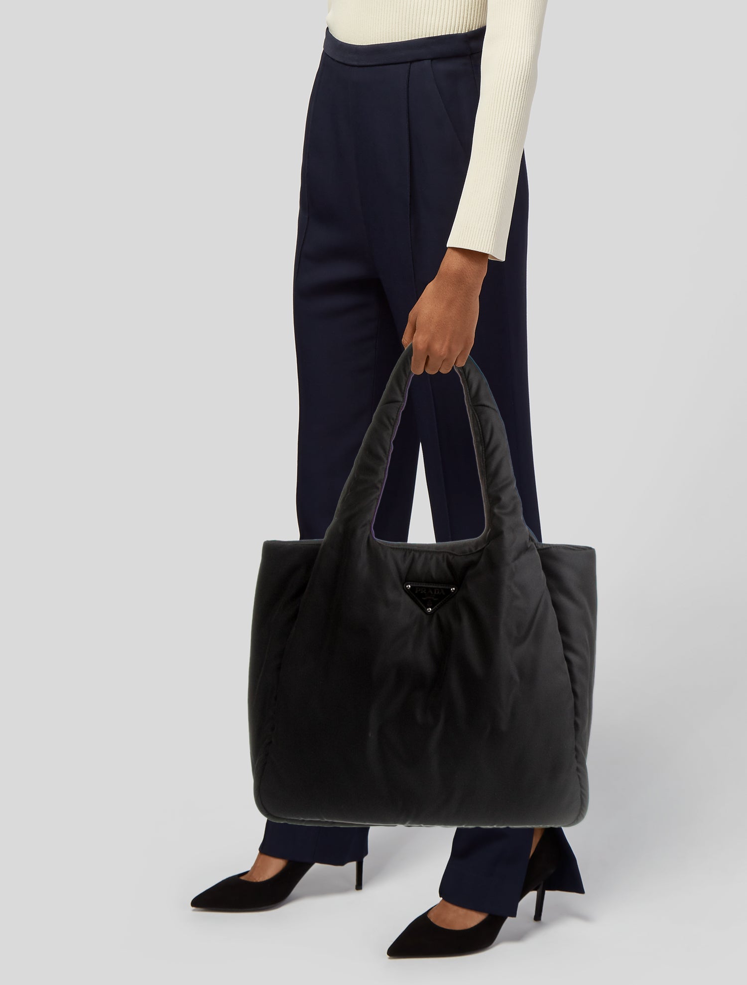 Prada Enameled Metal Triangle Tote