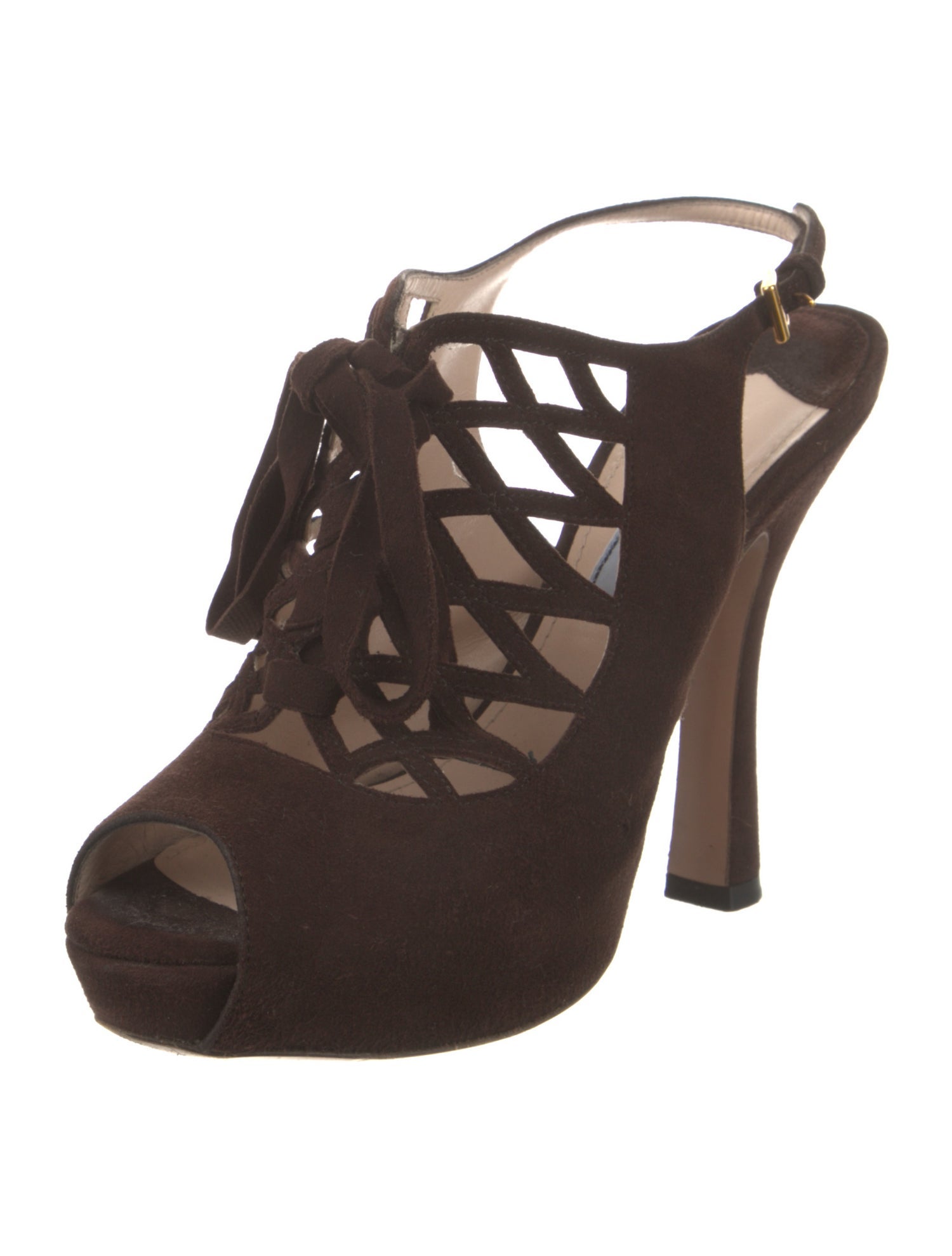 Prada Suede Bow Accents Slingback Pumps