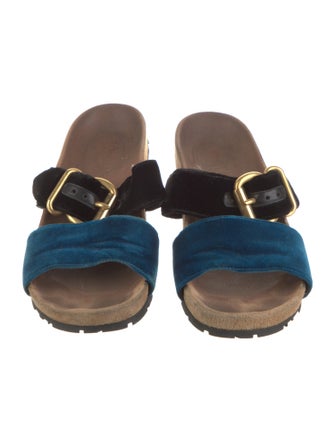 Prada Velvet Colorblock Pattern Slides