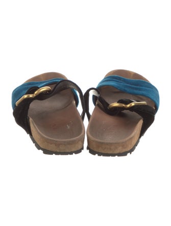 Prada Velvet Colorblock Pattern Slides