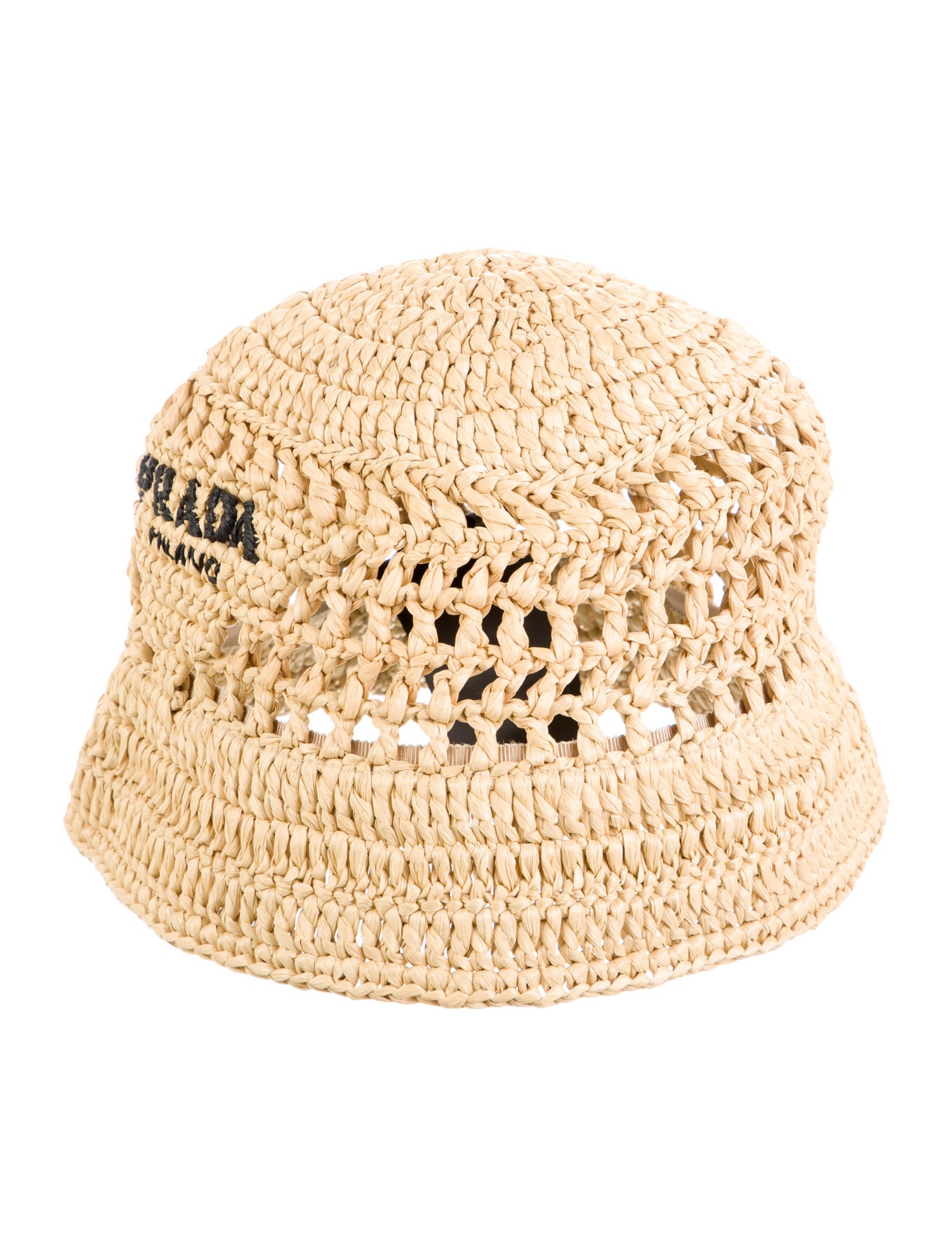 Prada Women's black Prada bucket hat with embroidered accent. Designer size medium