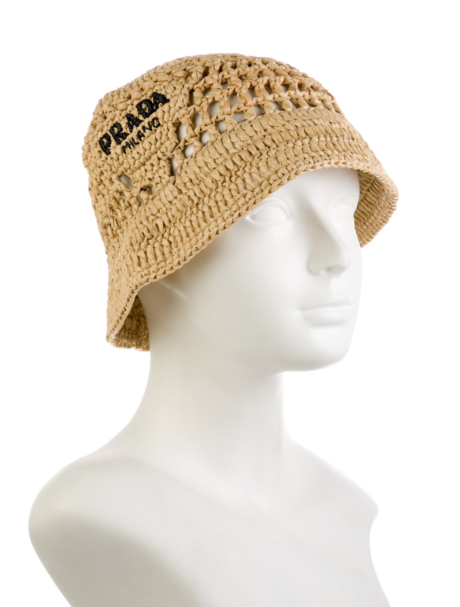 Prada Women's black Prada bucket hat with embroidered accent. Designer size medium