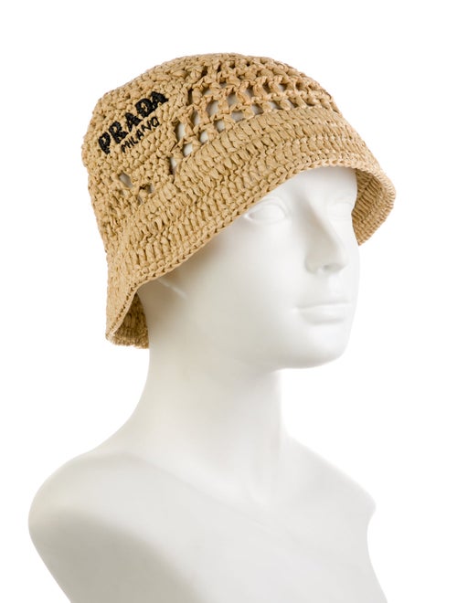 Prada Women's black Prada bucket hat with embroidered accent. Designer size medium