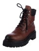 Prada Enameled Metal Triangle Leather Combat Boots