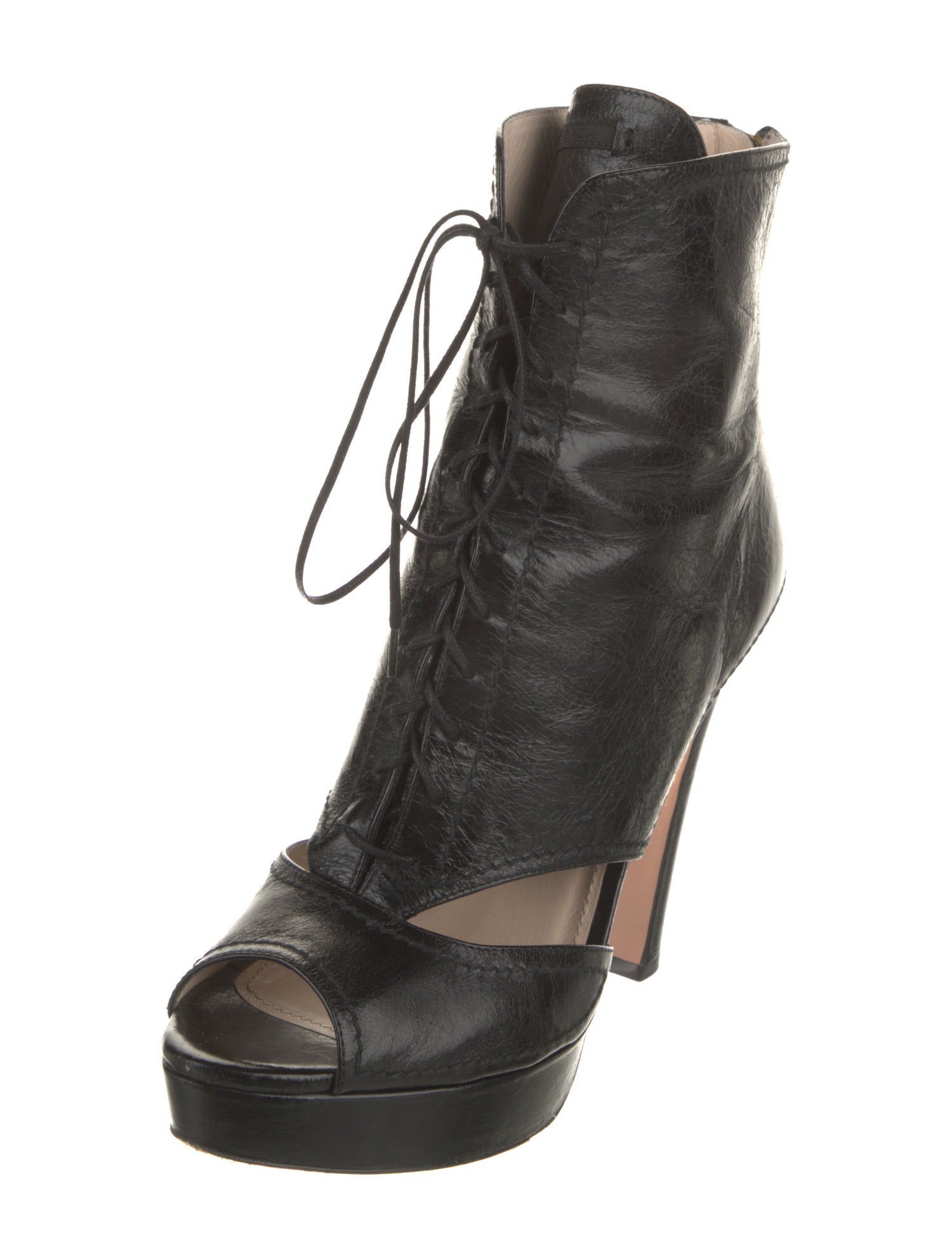 Prada Leather Lace-Up Boots