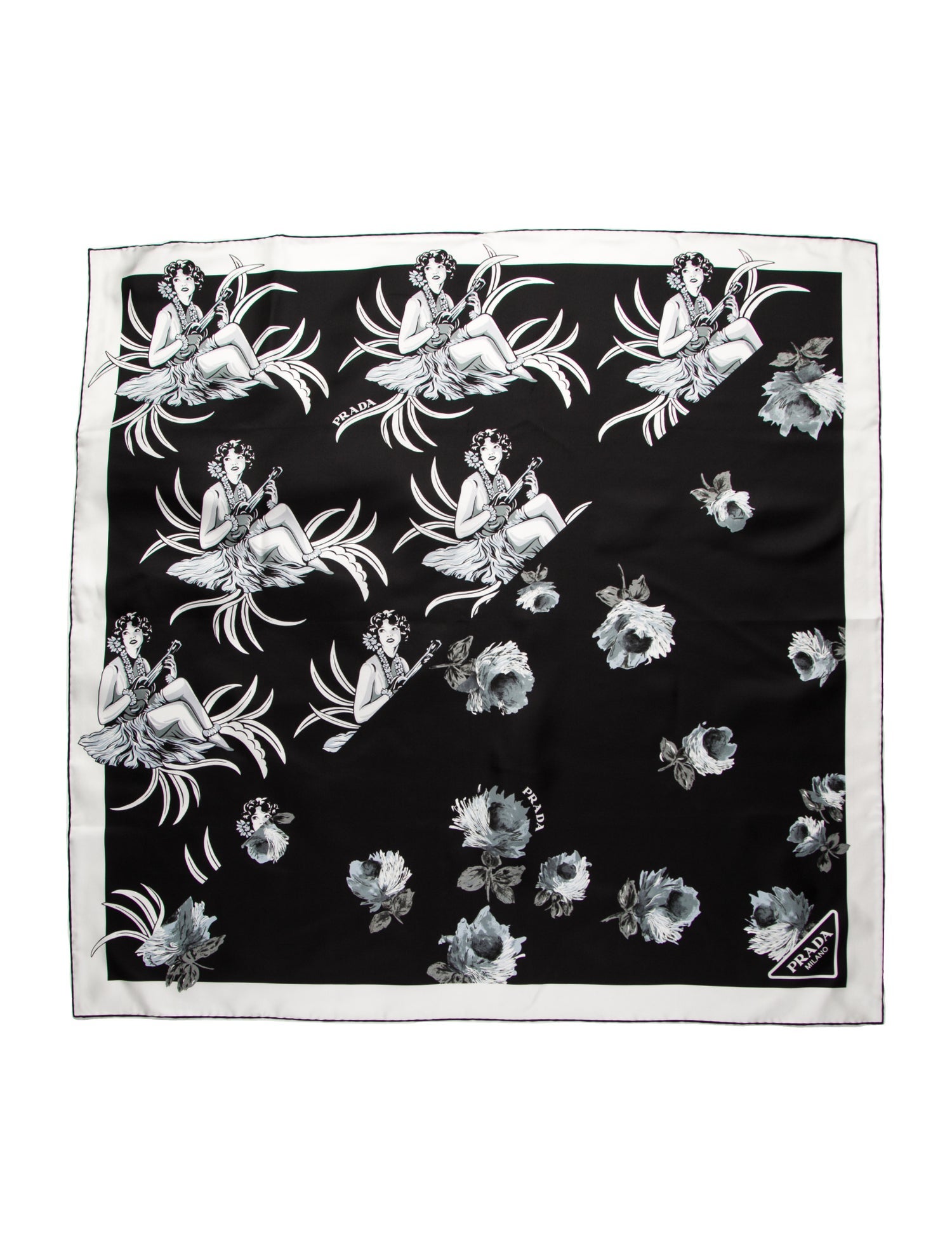 Prada Silk Floral Print Scarf w/ Tags