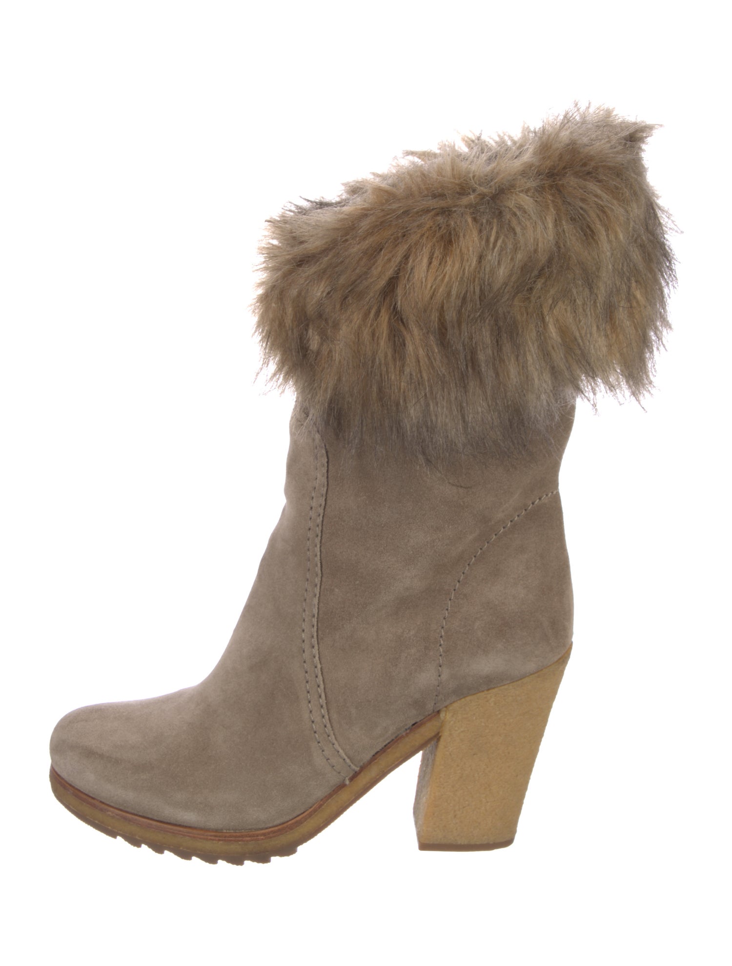 Prada Sport Suede Fur Trim Boots