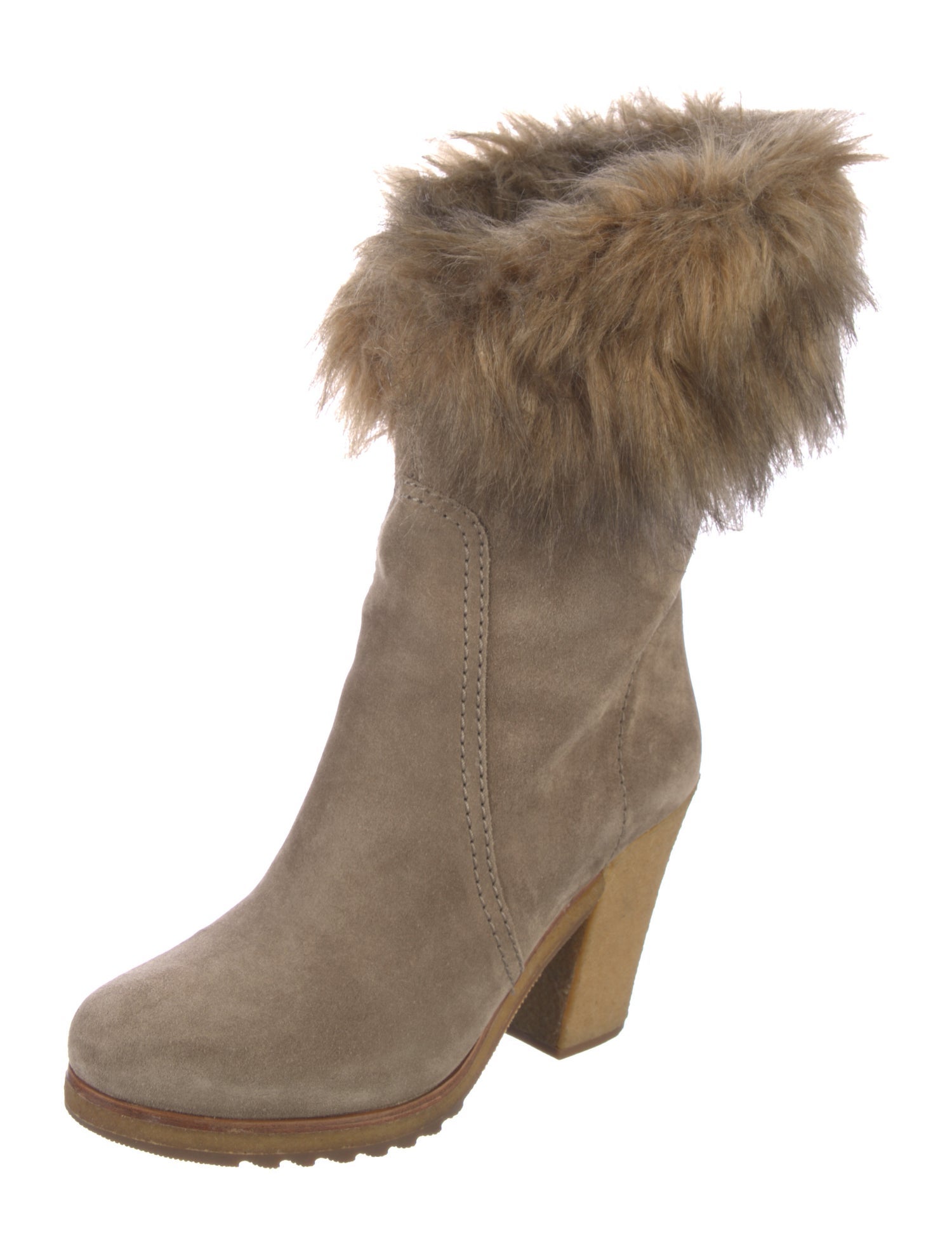 Prada Sport Suede Fur Trim Boots