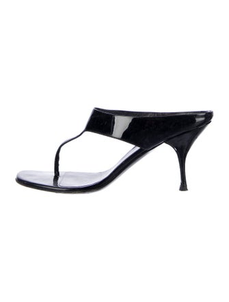 Prada Patent Leather T-Strap Sandals