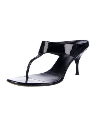 Prada Patent Leather T-Strap Sandals