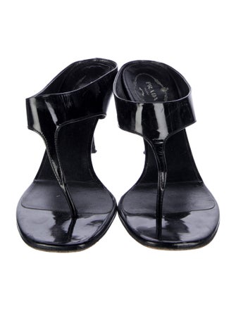 Prada Patent Leather T-Strap Sandals