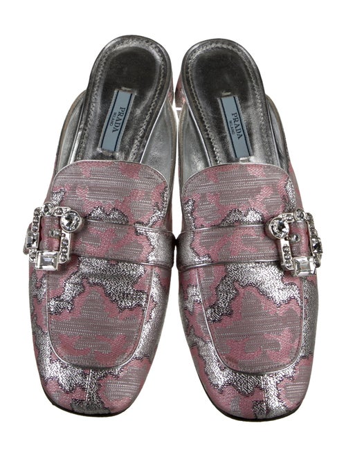 Prada Printed Crystal Embellishments Mules