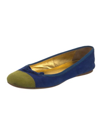 Prada Suede Bow Accents Ballet Flats