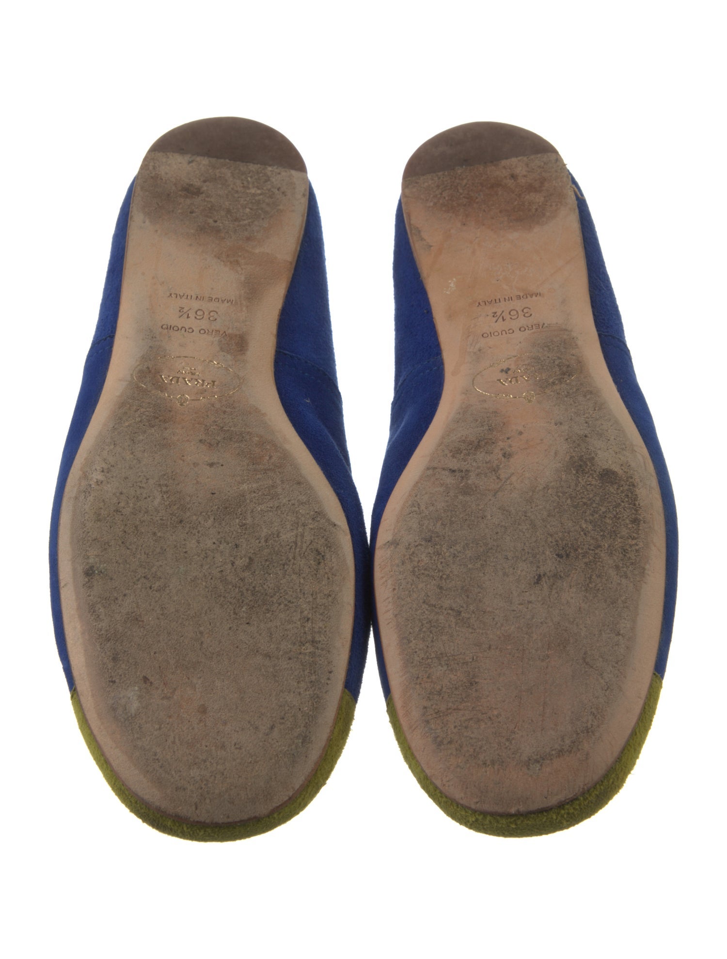 Prada Suede Bow Accents Ballet Flats