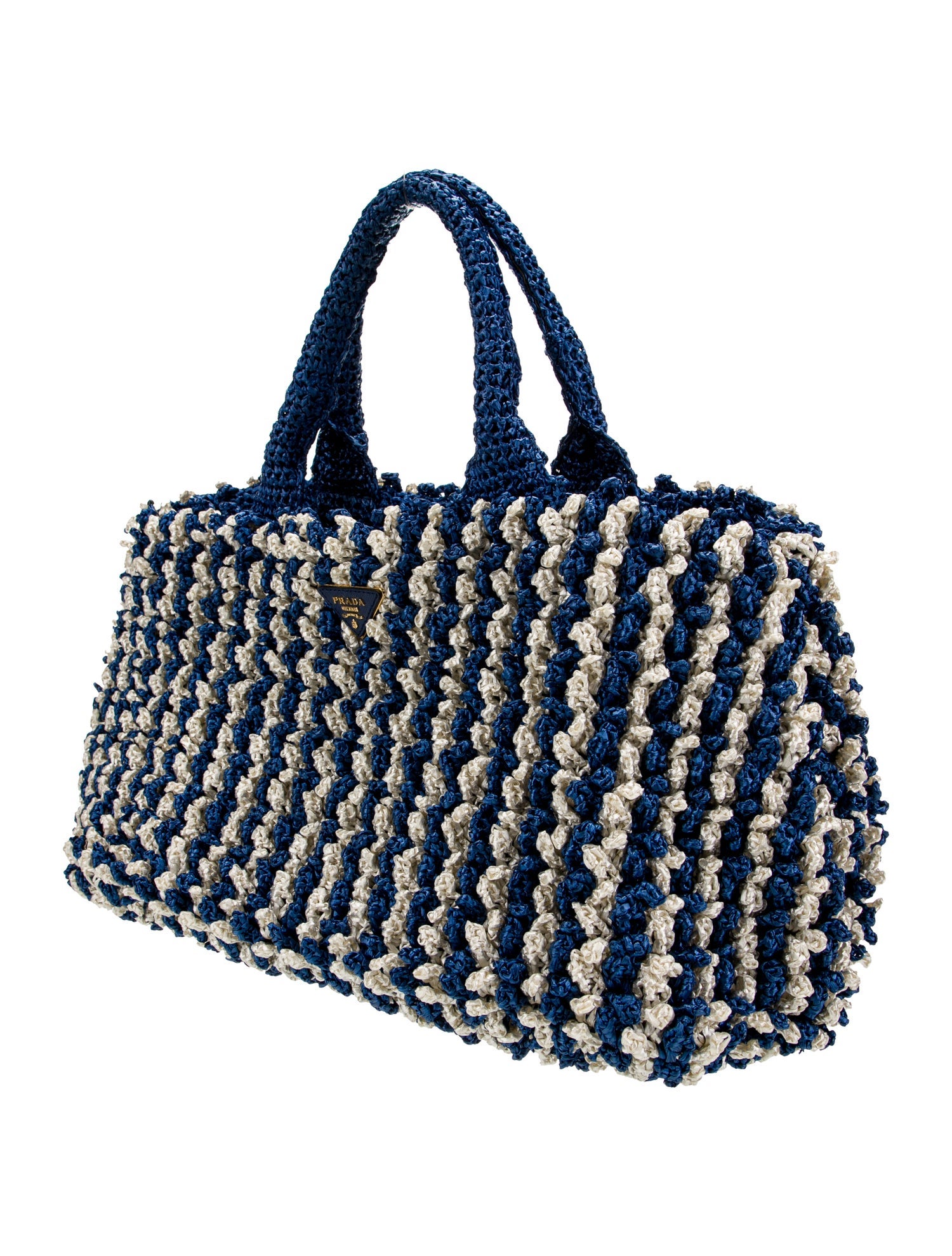 Prada Enameled Metal Triangle Top Handle Bag