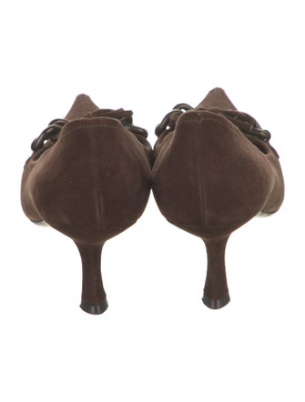 Prada Suede Chain-Link Accents Pumps