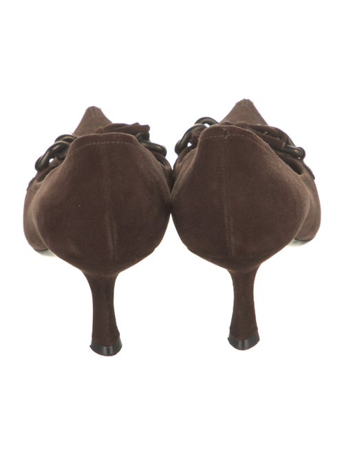 Prada Suede Chain-Link Accents Pumps