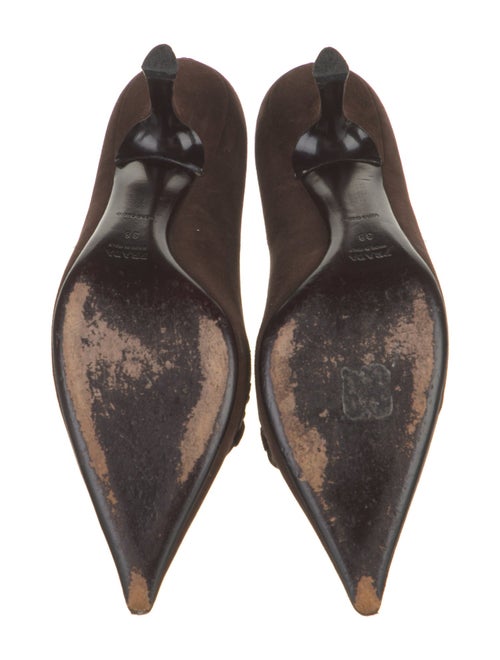 Prada Suede Chain-Link Accents Pumps