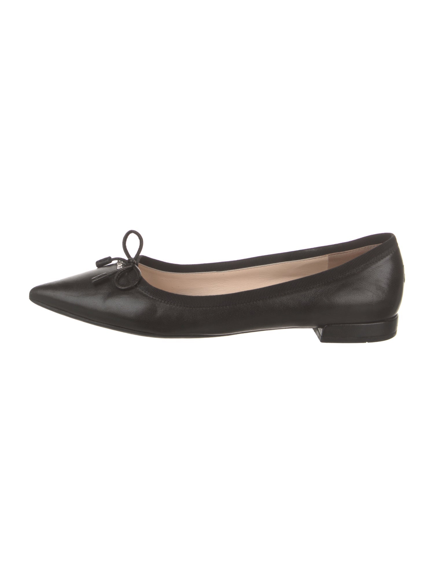 Prada Leather Bow Accents Ballet Flats
