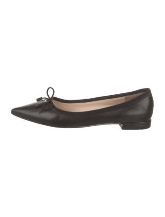 Prada Leather Bow Accents Ballet Flats