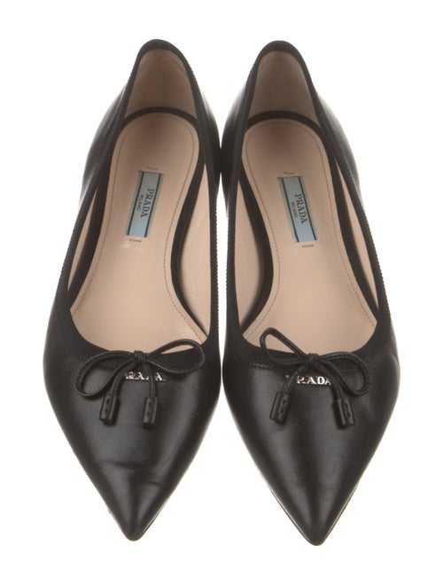 Prada Leather Bow Accents Ballet Flats