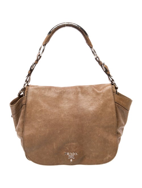 Prada Enameled Metal Triangle Hobo