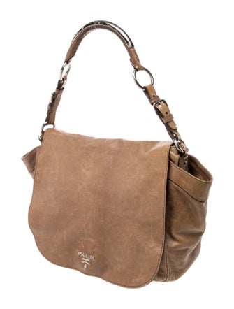 Prada Enameled Metal Triangle Hobo