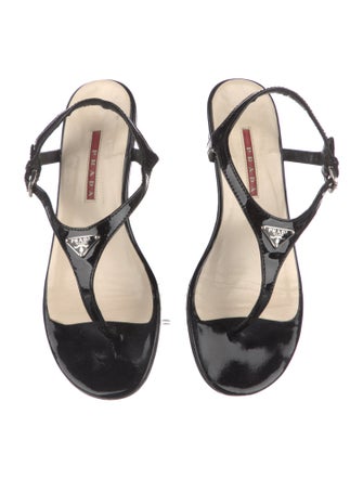Prada Patent Leather T-Strap Sandals