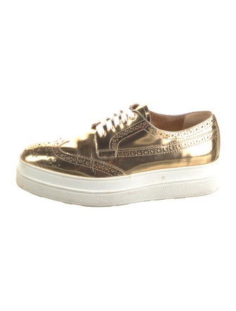 Prada Patent Leather Lasercut Accents Sneakers