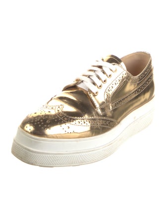 Prada Patent Leather Lasercut Accents Sneakers