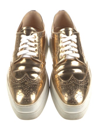 Prada Patent Leather Lasercut Accents Sneakers