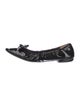 Prada Patent Leather Bow Accents Ballet Flats