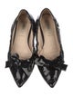 Prada Patent Leather Bow Accents Ballet Flats