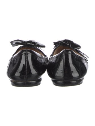 Prada Patent Leather Bow Accents Ballet Flats