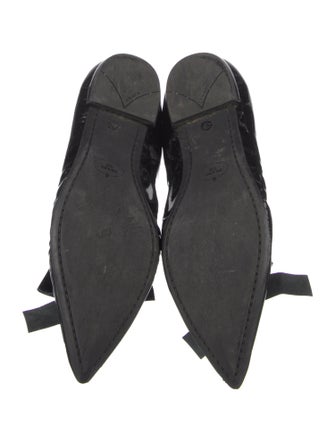 Prada Patent Leather Bow Accents Ballet Flats