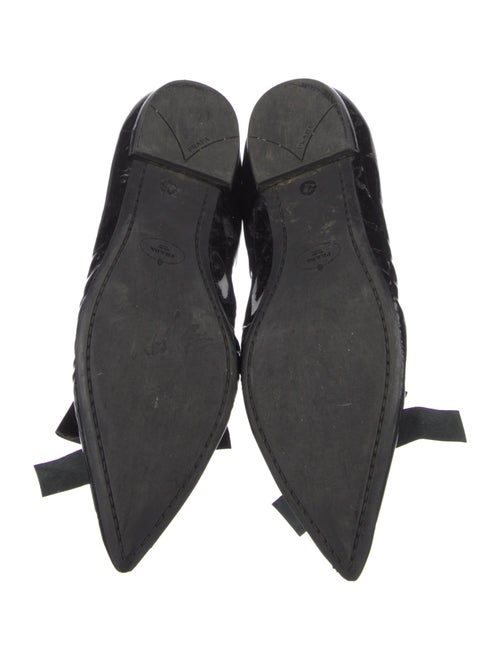 Prada Patent Leather Bow Accents Ballet Flats