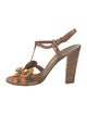 Prada Leather Studded Accents T-Strap Sandals