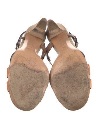 Prada Leather Studded Accents T-Strap Sandals