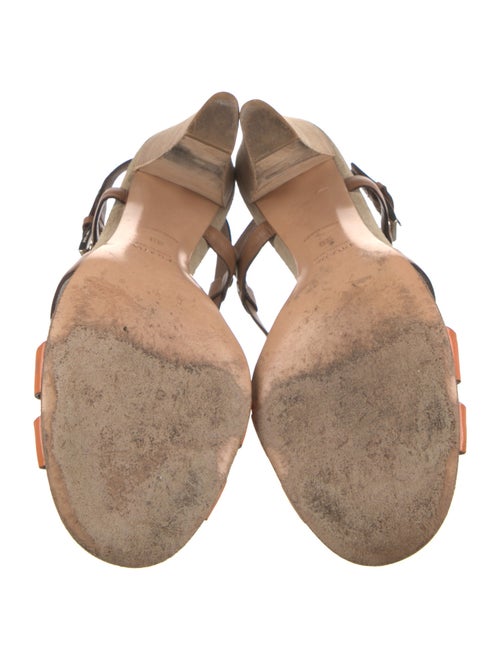 Prada Leather Studded Accents T-Strap Sandals