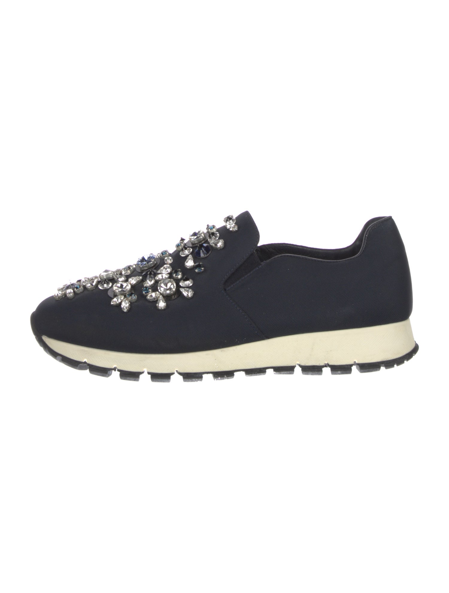 Prada Canvas Crystal Embellishments Sneakers